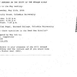 Announcements, 2005-05-11. ...
