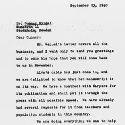 Letter from Charles Dollard...