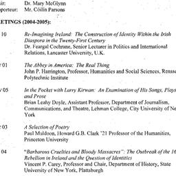 Schedules, Irish Studies, s...