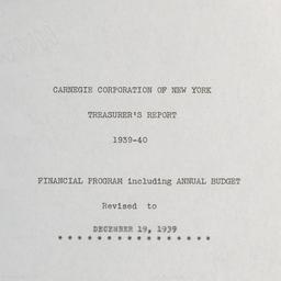 Treasurer's Report, 193...