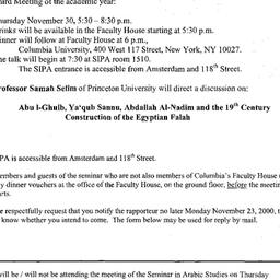 Announcements, 2000-11-30. ...