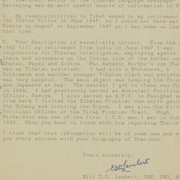 Letter from Eric T.D. Lambe...