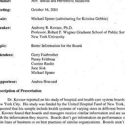 Minutes, 2001-10-16. Social...