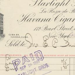 Havana Cigar Factory, bill ...