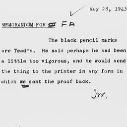 Memorandum from office of F...