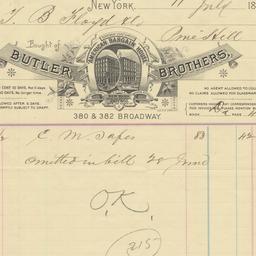 Butler Brothers. Bill or re...