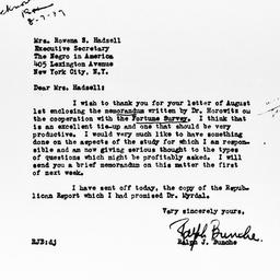 Letter from Ralph J. Bunche...