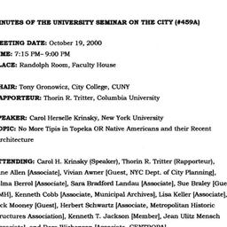 Minutes, 2000-10-19. The Ci...