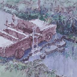 Perspective drawing, car in...
