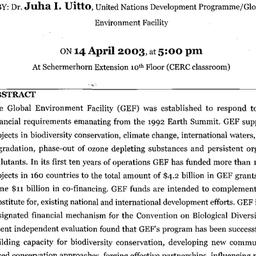 Announcements, 2003-04-14. ...