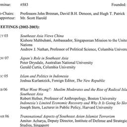 Schedules, Southeast Asia i...