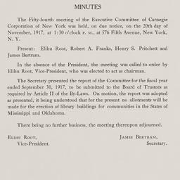 Board Meeting, 11/20/1917
