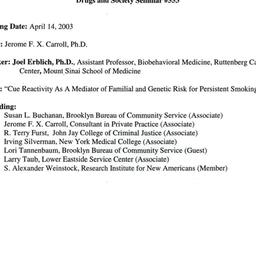 Minutes, 2003-04-14. Drugs ...