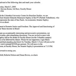 Announcements, 2005-03-03. ...