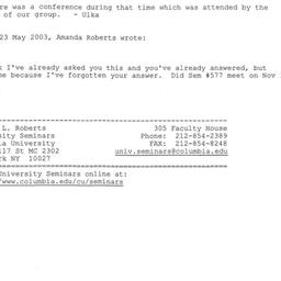 Announcements, 2003-05-23. ...