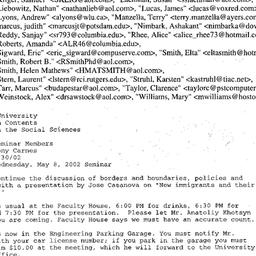 Announcements, 2002-05-08. ...