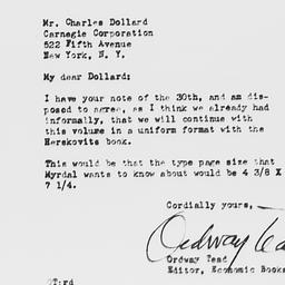 Letter from Ordway Tead to ...