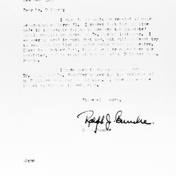 Letter from Ralph J. Bunche...