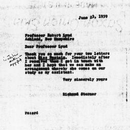 Letter from Richard Sterner...