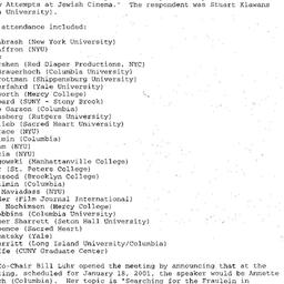 Minutes, 2000-12-07. Cinema...