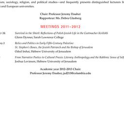 Schedules, Israel and Jewis...