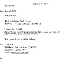 Announcements, 2002-03-05. ...