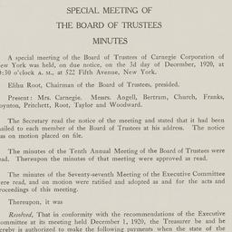 Board Meeting, 12/3/1920
