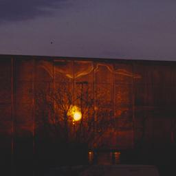 Exterior view, setting sun ...