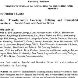 Minutes, 2003-10-14. Innova...