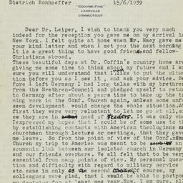 Letter from Dietrich Bonhoe...
