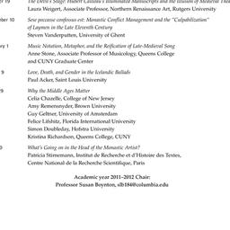 Schedules, Medieval Studies...