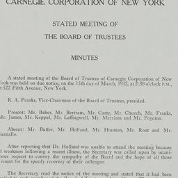 Board Meeting, 3/15/1932