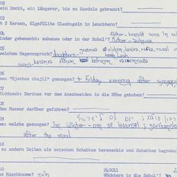 Western questionnaire, answ...
