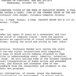 Announcements, 2000-10-18. ...