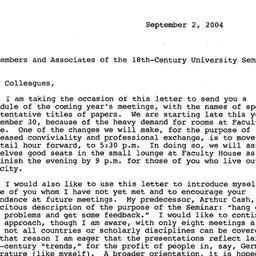 Announcements, 2004-09-02. ...