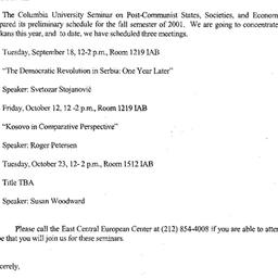 Correspondence, 2001-09-14....