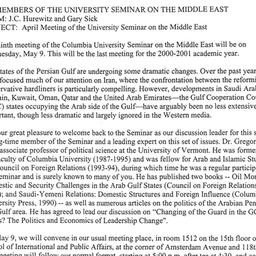 Announcements, 2001-05-09. ...