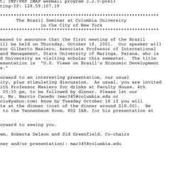 Announcements, 2001-10-18. ...