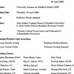 Minutes, 2003-04-10. Buddhi...
