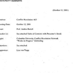 Minutes, 2001-10-12. Confli...