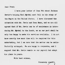 Letter from Raymond B. Fosd...
