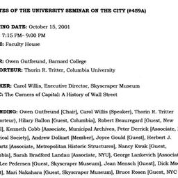 Minutes, 2001-10-15. The Ci...
