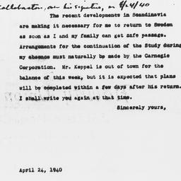 Draft of letter by Gunnar M...