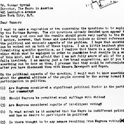 Letter from Ralph J. Bunche...