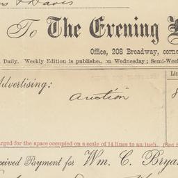 Evening Post. Bill or receipt