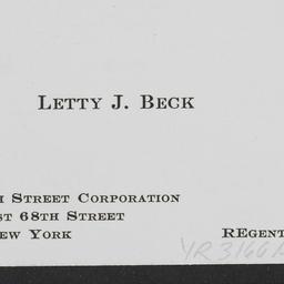 315 E. 68 Street, Letty J. ...