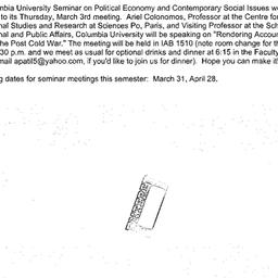 Announcements, 2005-03-03. ...