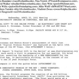 Announcements, 2001-04-25. ...