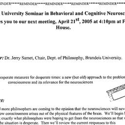 Announcements, 2005-04-21. ...