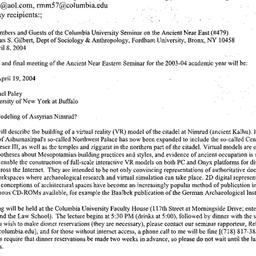Announcements, 2004-04-19. ...